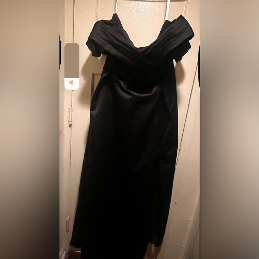 David's Bridal Elegant Black Off-Shoulder Dress